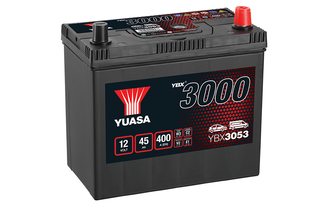 Yuasa YBX3053 12V 45Ah 400A SMF Battery (+Adaptor T3 toT1)
