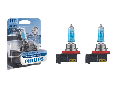 Philips H11 WhiteVision Ultra 12V 55W Halogen Bulb (Pair)