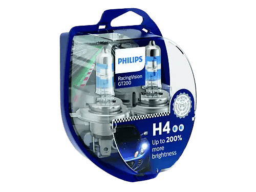 Philips H4 RacingVision GT200 12V 60/55W Halogen Bulbs (Pair)