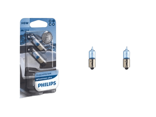Philips H6W WhiteVision 12V 6W (434) Bayonet Bulbs (Pair)
